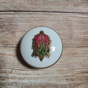 Faberge Limoges France Lillies Of Valley Lidded Trinket Box Signed 3" Diameter